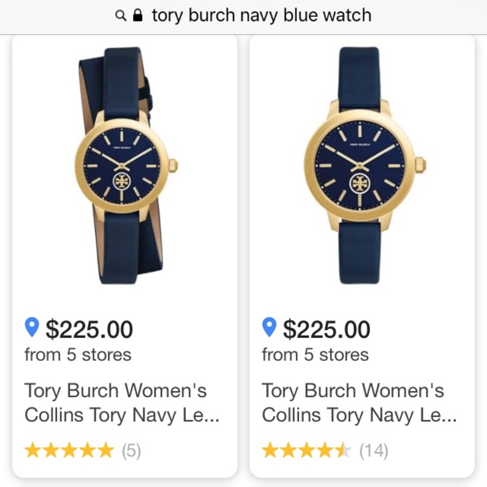 Tory Burch Watch Navy and Gold